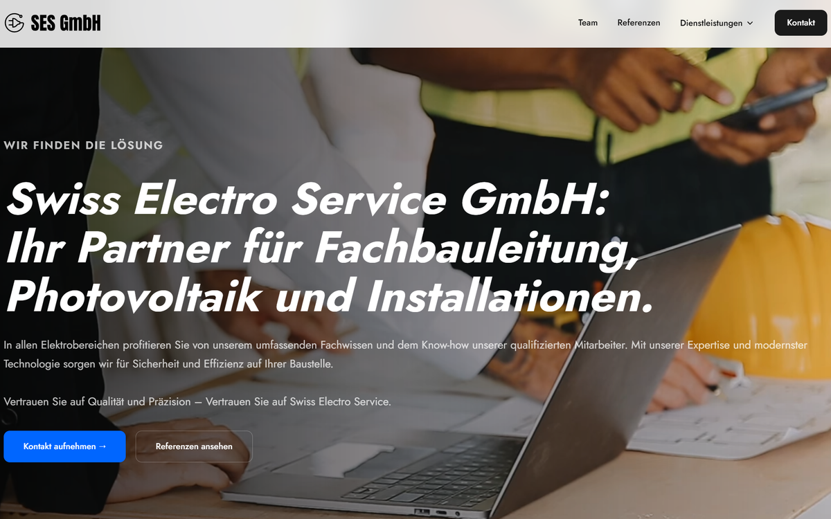 Screenshot der Website von Swiss Electro Service GmbH